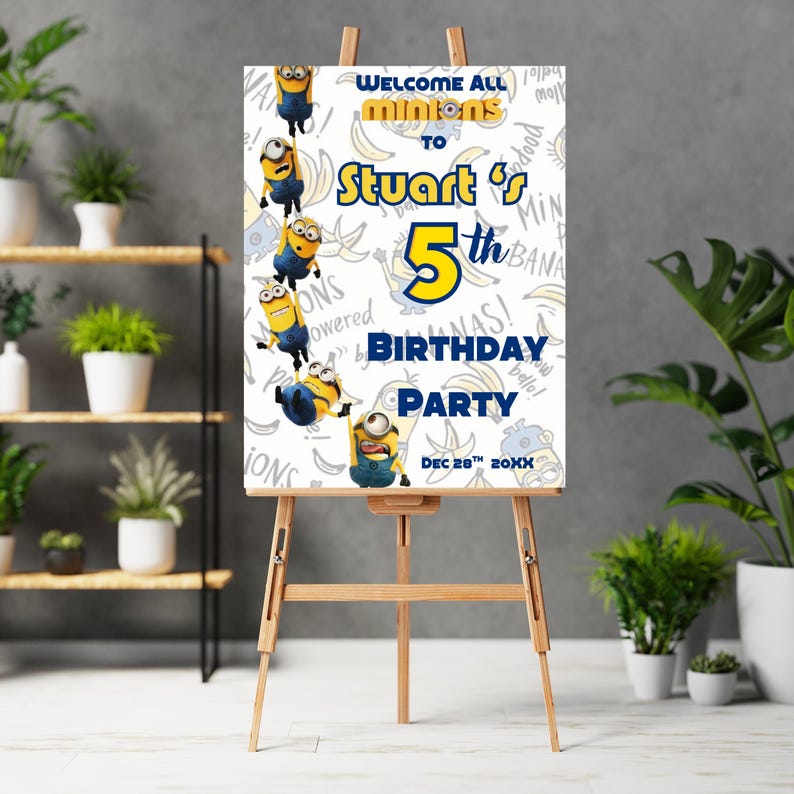 Minions Kids Birthday Welcome Sign, Despicable Me Banana, Hanging ...