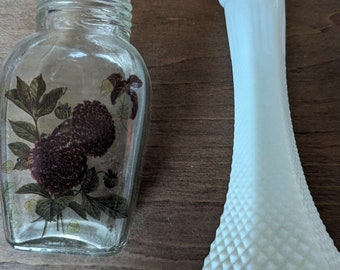 Milk glass vase and vintage flower vessel