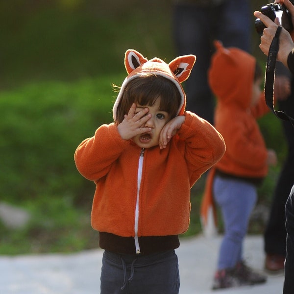 Halloween Fox Costume Jacket / Fox Orange Hoodie / Costume Prop / Kids&Babies Playwear / Fleece Jacket / Carnival Outfit / Birthday Gift