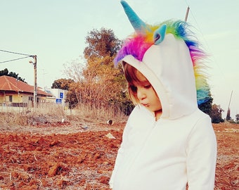 Rainbow Unicorn Costume / Little Pony Kids Jumpsuit / Baby Unicorn / Mardi Gras Carnival / Festival Outfit / Birthday Gift / Purim
