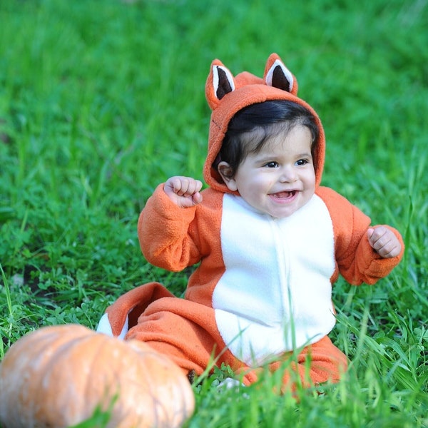 Fox Baby Costume / Halloween Baby Costume / Newborn Costume / Fox Jumpsuit / Sleep Suit / Size 6-12M 12-18M / Clearance / Birthday Gift