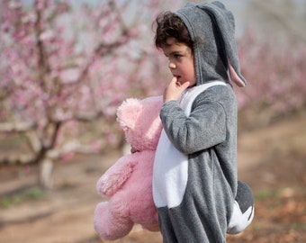 Disfraz de conejito gris / Disfraz de conejito de Halloween / Disfraz para niños y bebés / Mono de animal del bosque / Regalo de cumpleaños