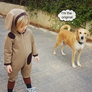 Halloween Welpe Hundekostüm / Welpe Overall Kostüm / Kids&Babies Kostüm tragen / Brauner Hund Playsuit / Tier Pjs / Geburtstagsgeschenk