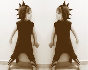 Black Dragon Halloween Costume / Black Dragon Romper / Kids&Babies Costume / Dinosaur Dragon Playwear / Festival Outfit / Birthday Gift