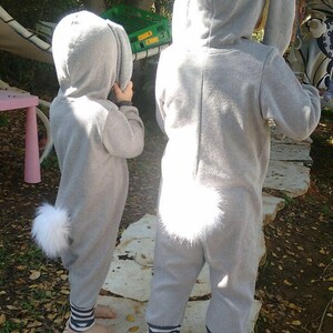 Bunny Soft Gray Playsuit / Halloween Bunny Costume / Kids&Babies Costume Wear / Animal Playwear / Bunny Pjs / Birthday Gift image 7