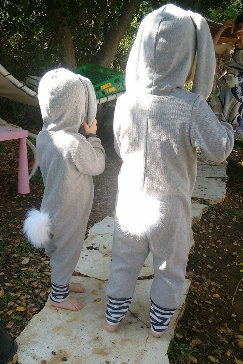 Bunny Soft Gray Playsuit / Halloween Bunny Costume / Kids&Babies Costume Wear / Animal Playwear / Bunny Pjs / Birthday Gift image 7