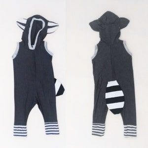 Raccoon Halloween Costume / Raccoon Romper / Kids&Babies Costume / Short Playsuit / Animal Playwear / Carnival Outfit / Birthday Gift image 6