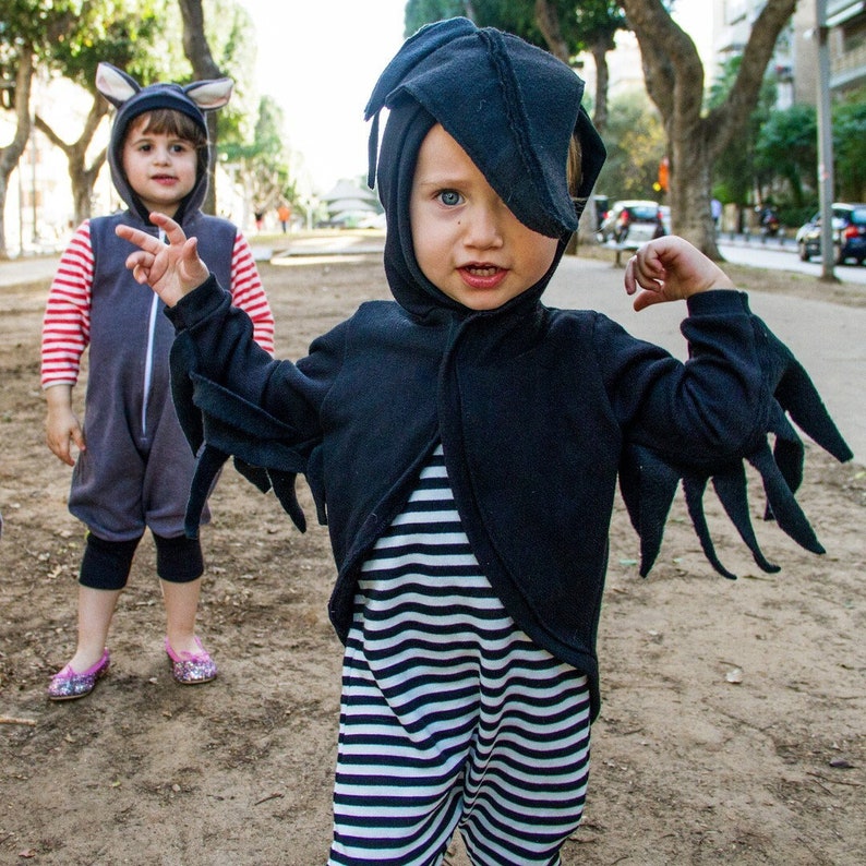 Halloween Crow Costume / Raven Striped Jumpsuit / Black Bird Costume / Kids&Babies Costume Wear / Carnival Outfit / Birthday Gift image 1