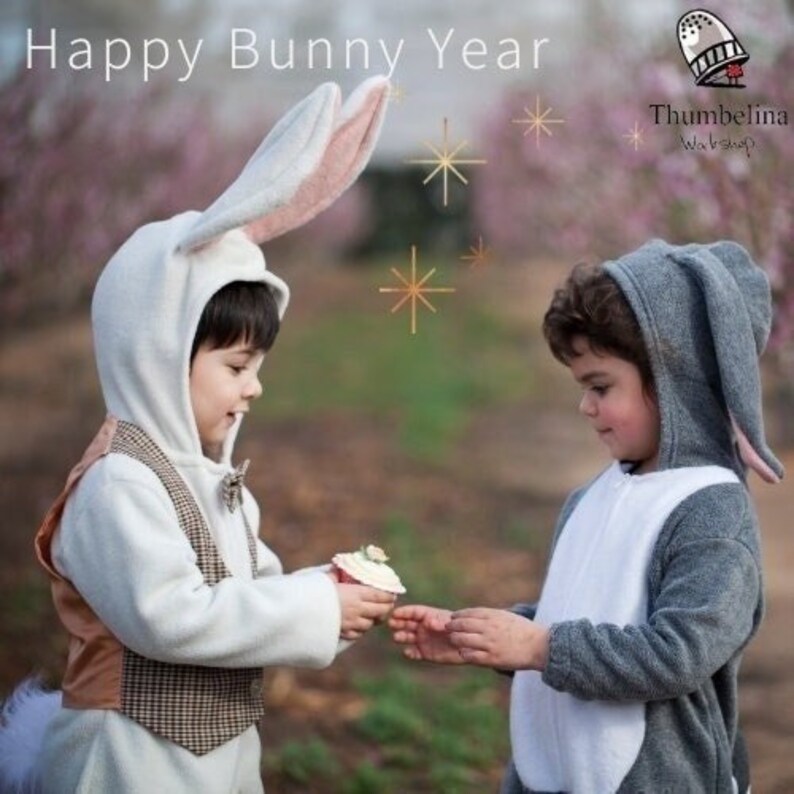 White Rabbit Jumpsuit Costume / Halloween Bunny Costume / Rabbit Playsuit / Kids&Babies Costume Wear / Animal Onesie / Birthday Gift image 5
