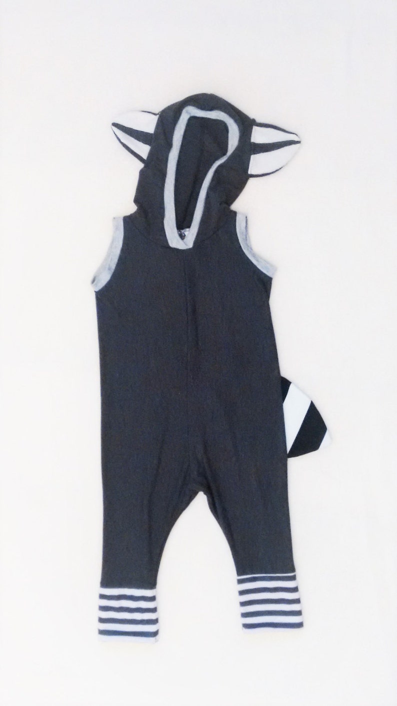 Raccoon Halloween Costume / Raccoon Romper / Kids&Babies Costume / Short Playsuit / Animal Playwear / Carnival Outfit / Birthday Gift image 7