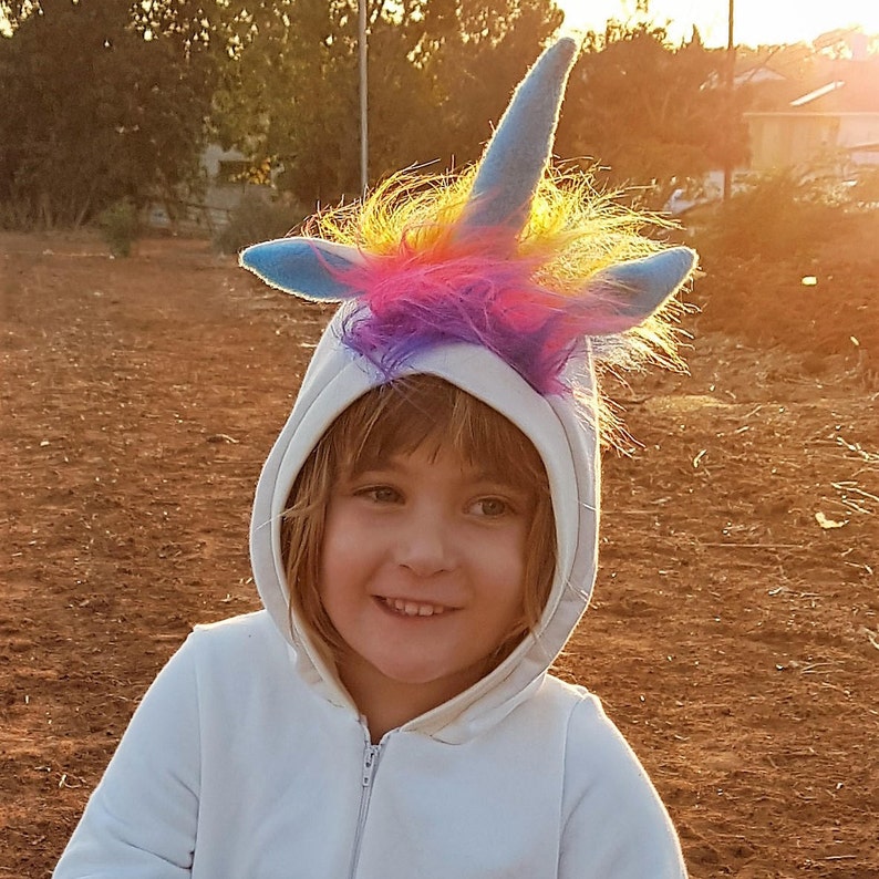 White Unicorn Handmade Playsuit Costume With Rainbow Mane&Tail - Unique & Personalized | ThumbelinaWorkshop