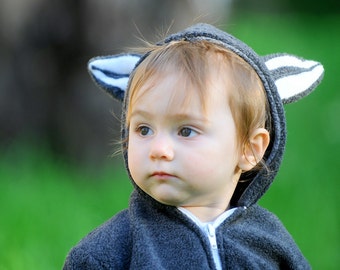 Gray Raccoon Jacket / Raccoon Halloween Costume Prop / Raccoon Hoddie / Kids&Babies Animal Playwear / Carnival Outfit / Birthday Gift