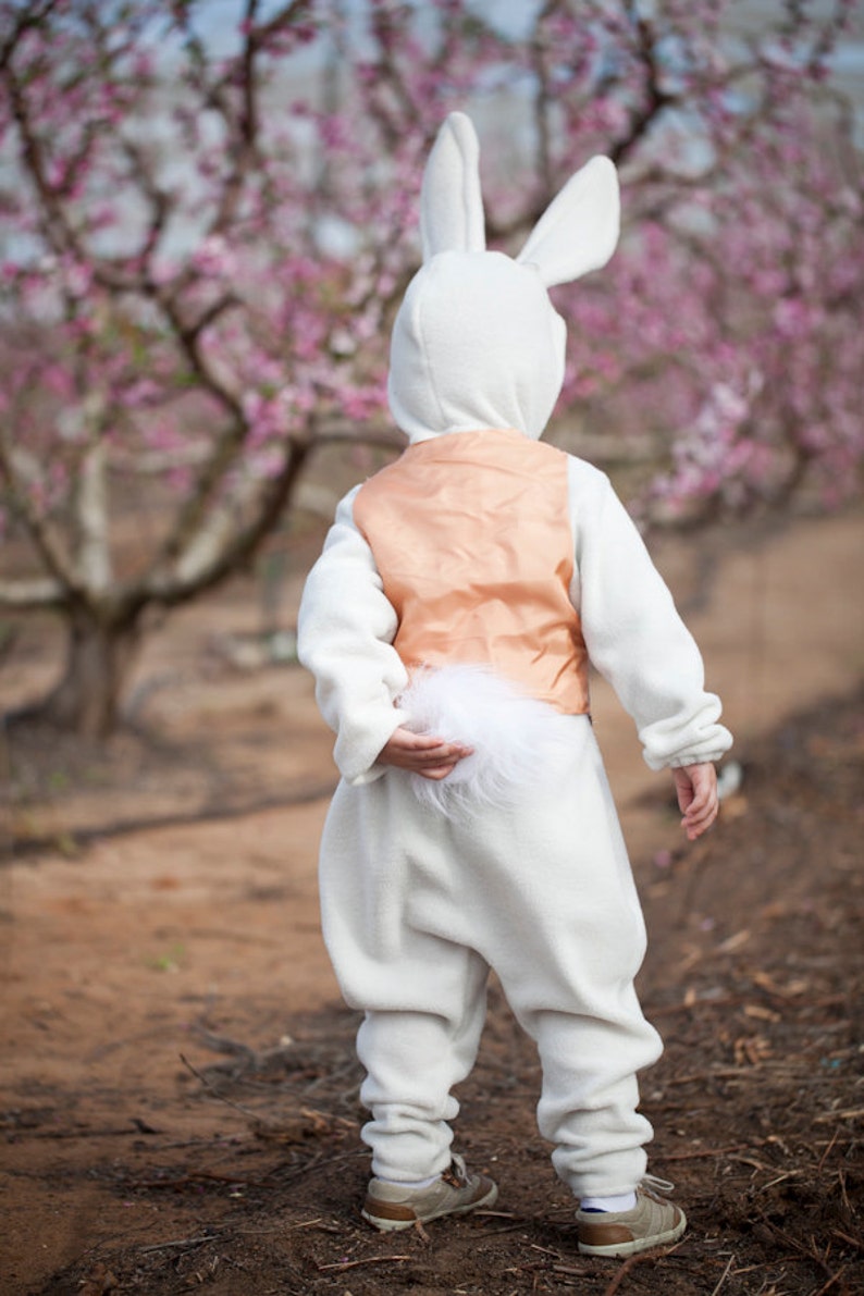 White Rabbit Jumpsuit Costume / Halloween Bunny Costume / Rabbit Playsuit / Kids&Babies Costume Wear / Animal Onesie / Birthday Gift image 4