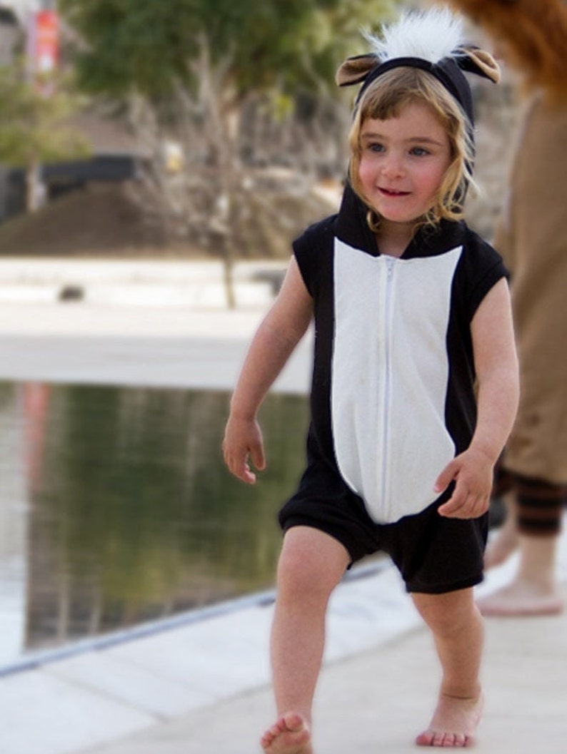 Skunk Halloween Costume / Skunk Romper / Skunk Short Playsuit / Kids&Babies Costume / Animal Playwear / Carnival Outfit / Birthday Gift image 2