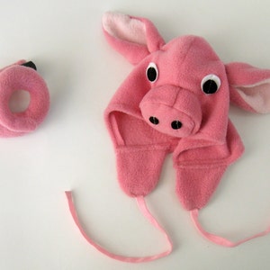 Piggy Hat&Tail / Halloween Costume Prop / Piggy Costume / Pink Pig Costume Wear / Baby Hat / Fleece Hat / Birthday Gift