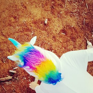 White Unicorn Handmade Playsuit Costume With Rainbow Mane&Tail - Unique & Personalized | ThumbelinaWorkshop