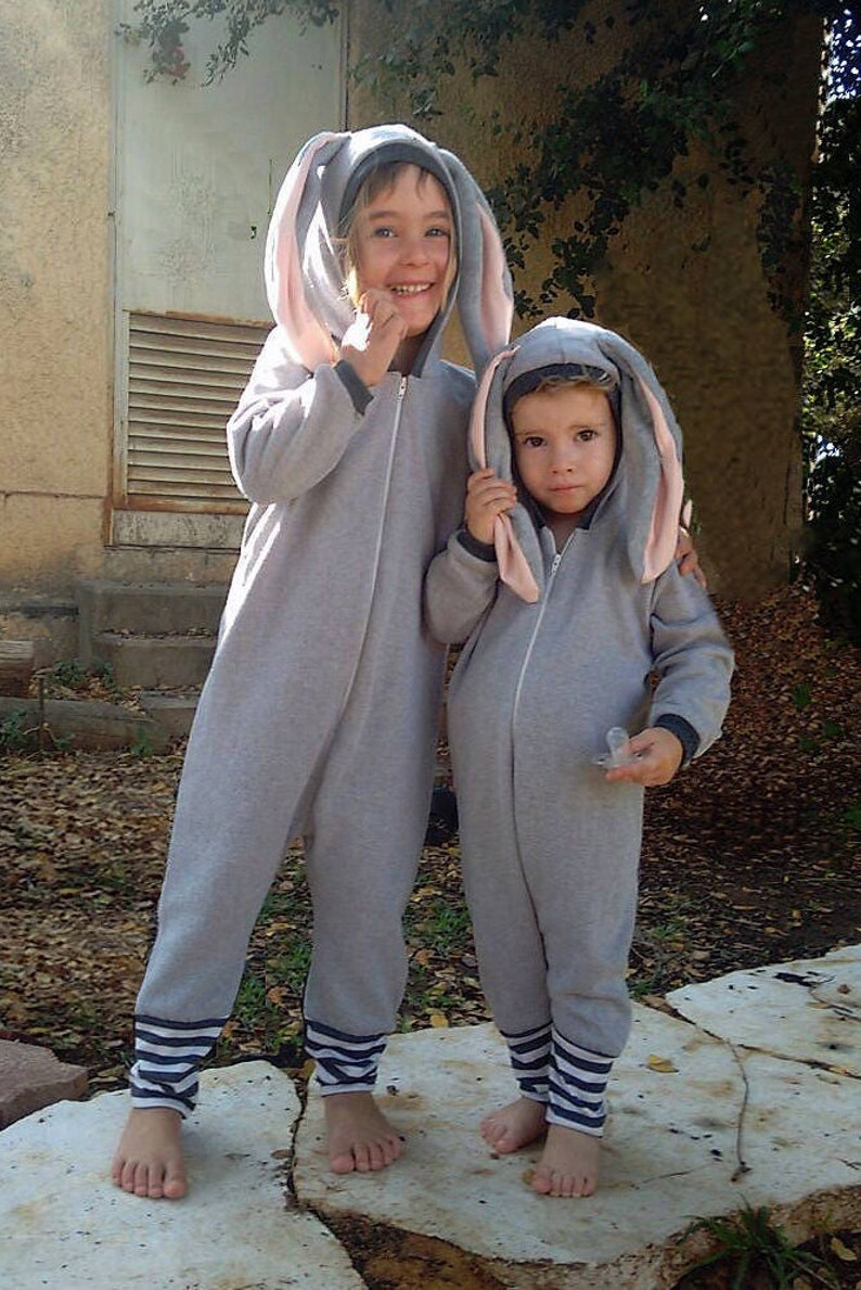 Bunny Soft Gray Playsuit / Halloween Bunny Costume / Kids&Babies Costume Wear / Animal Playwear / Bunny Pjs / Birthday Gift image 6