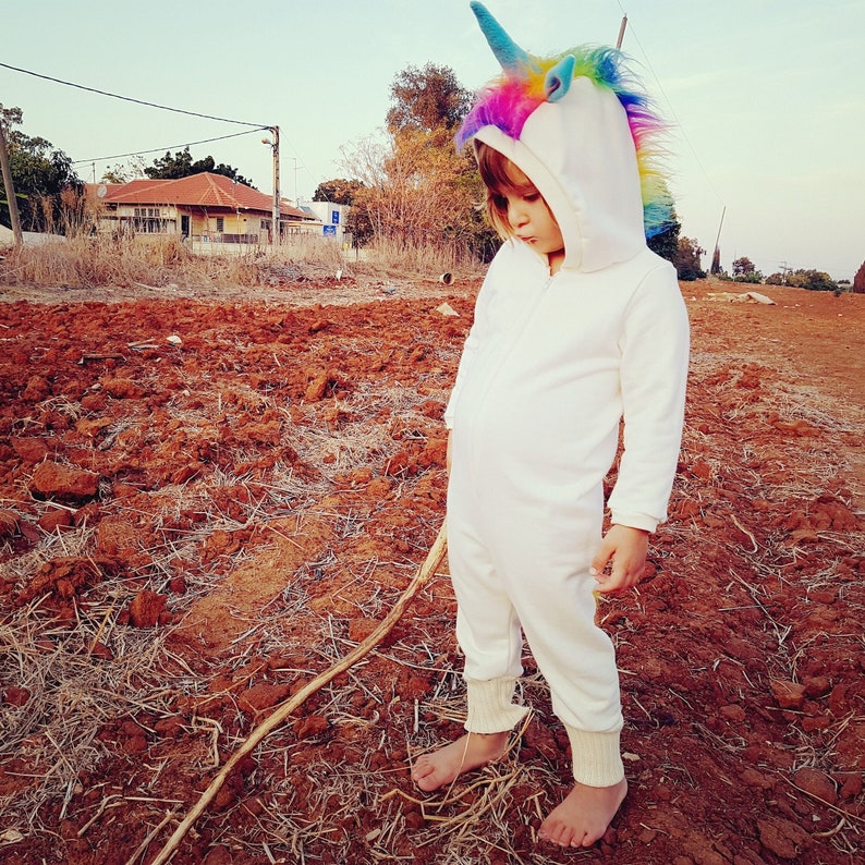 Regenbogen Mähne und Schweif Einhorn Kostüm für Babys Weißes Einhorn Halloween Kostüm Geschlechtsneutrales Kostüm Perfektes Geburtstagsgeschenk Bild 1