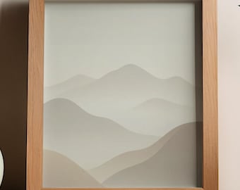 Neutral Mountain Landscape Print · Minimalist Misty Hills Wall Art · Scandinavian Calm Decor · Digital Download