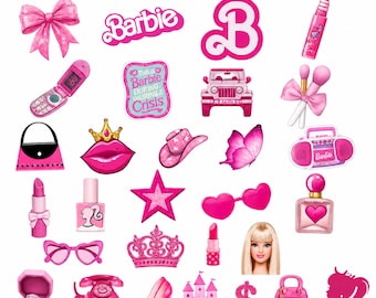 Barbie Fashion Doll Clipart Bundle, Pink Girly Stickers, Party Decor (Digital Download)