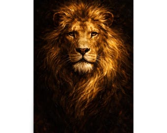 Arte mural del León de Judá, impresión de retrato de león barroco, póster religioso cristiano, decoración de rey majestuoso, regalo de arte religioso