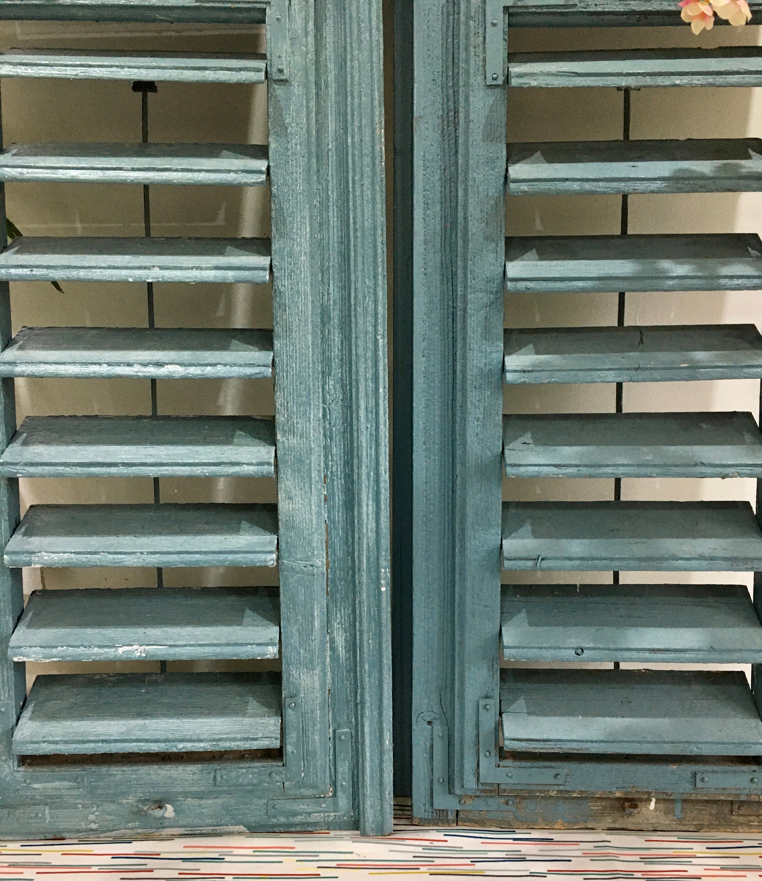 Original Vintage French Louvre Window Shutters Blue Chippy Etsy UK