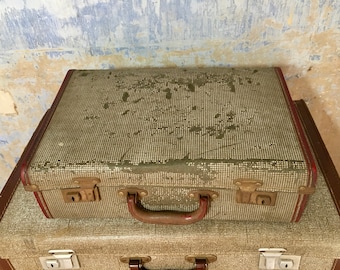 Vintage Mini Maleta Retro Travel Case 1950's Equipaje Angustiado Shabby Chic Cottage Boho Ecléctico