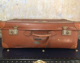 Vintage Essca Suitcase Retro Travel Case 1950's Luggage Distressed Shabby Chic Cottage Boho Eclectic Vintage Wedding