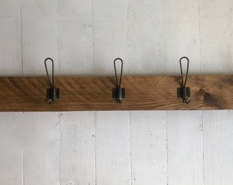 TRELAWNY 2 - Antique Vintage Industrial Rustic Loft Reclaimed Chunky Solid Wood Coat Rack