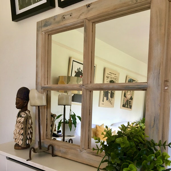 SOLD OUT, Reclaimed, Window  Mirrors, Solid Wood, Square, Distressed, Rustic, Antique, Shabby Chic, Boho, Multi Pane, Barn Window