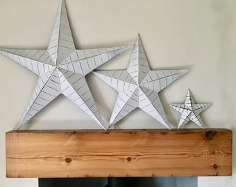 Amish Barn Star Grande 74cm, 54cm, 20cm Encalado Rústico Decorativo Colgante Estrella Decoración de la pared Decoración del hogar