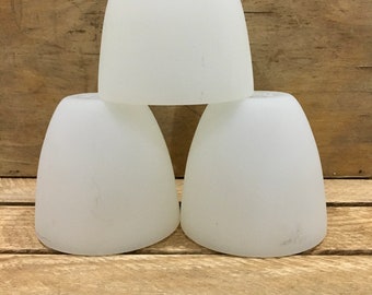 NOW SOLD!*****Trio of Vintage Retro Glass Pendant Shades White Milk Frosted Opaque Opaline Style 1950's 1960's Mid Century