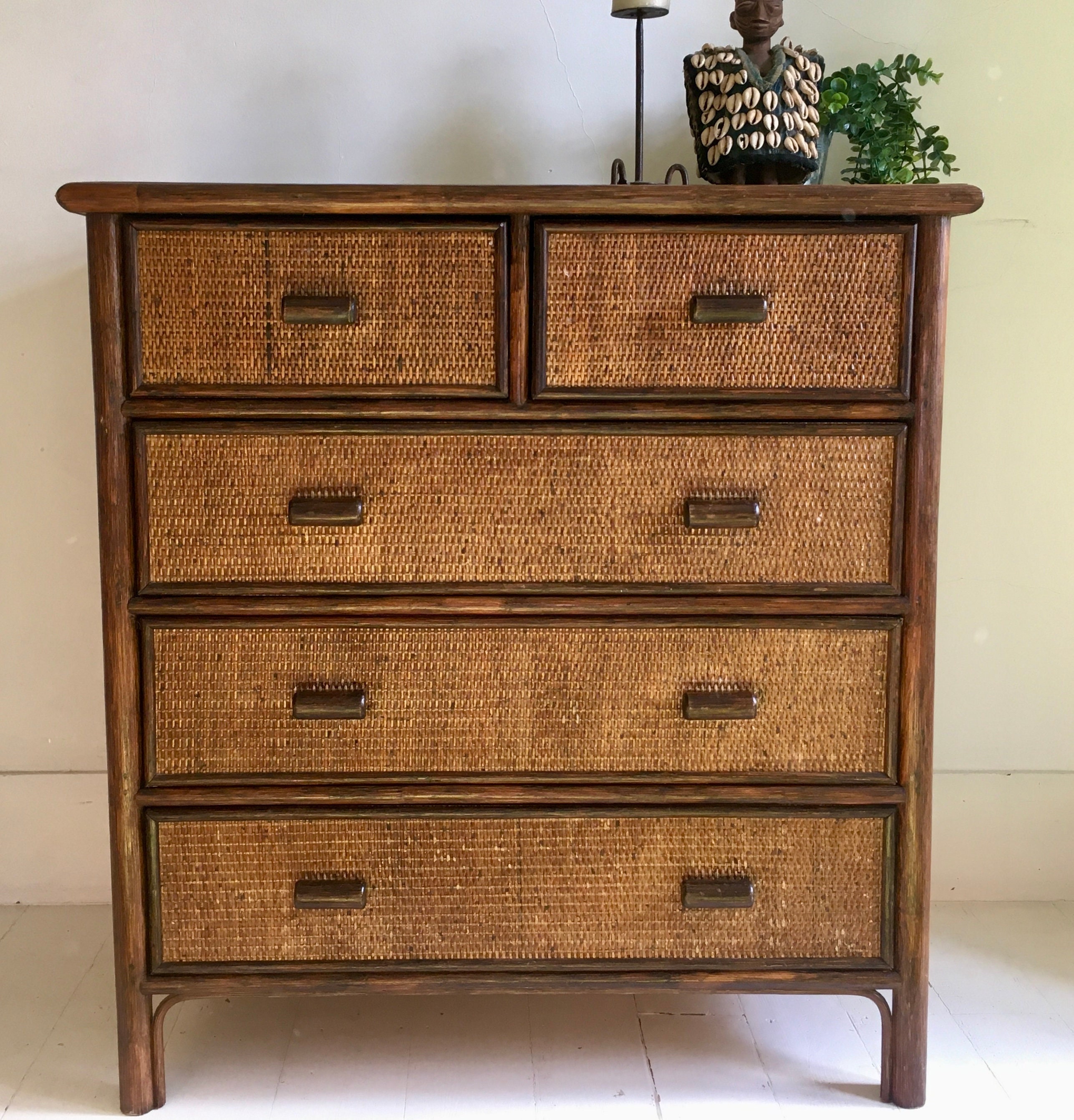 French cane natural drawers deals