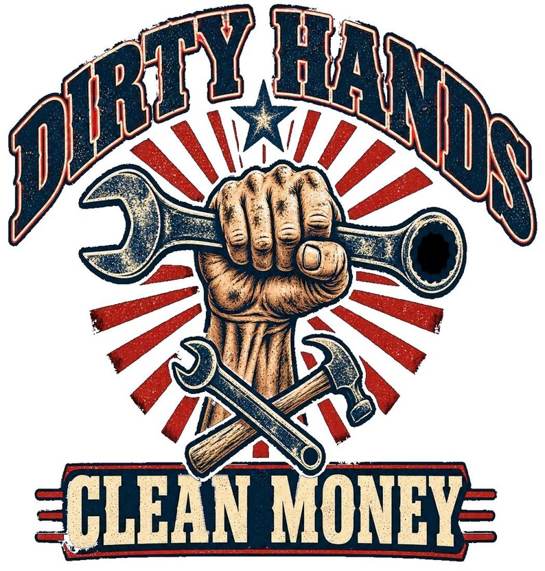Dirty Hands Clean Money PNG, Texas Blue Collar Design, Mechanic Worker Shirt Art, Funny Labor DTF Download image 1