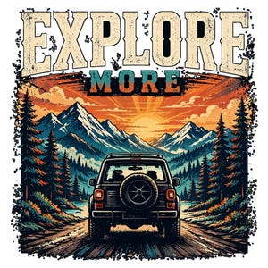 Explorez davantage de fichiers PNG, de motifs pour road trip en montagne, d'illustrations vintage de voyages d'aventure et de téléchargements DTF pour sublimation sur le thème du camping image 2