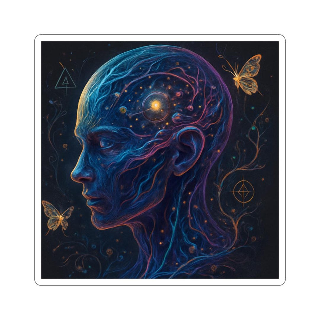 Cosmic Mind Sticker | Square Kiss-cut Sticker, Psychedelic Brain Art - Etsy