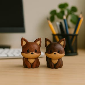 Adorno de zorro tallado a mano en madera – Decoración rústica para el hogar