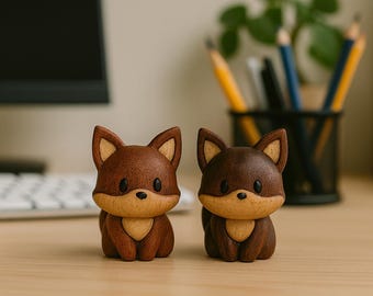 Handmade Wood Carved Fox Ornament – Rustic Home Decor