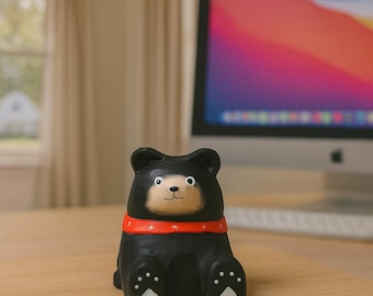 Hand Carved Wooden Animal Phone Holder, Cute Cow & Bear Desk Phone Stand, Handmade Wood Phone Stand for Office Desk, Gift for Animal Lovers