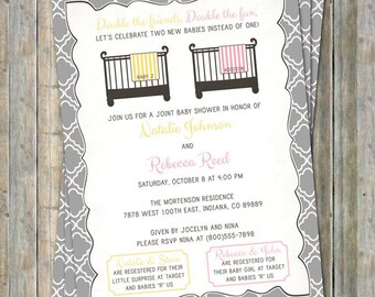 Joint Baby Shower Invitation Crib And Blanket Boy Girl Etsy