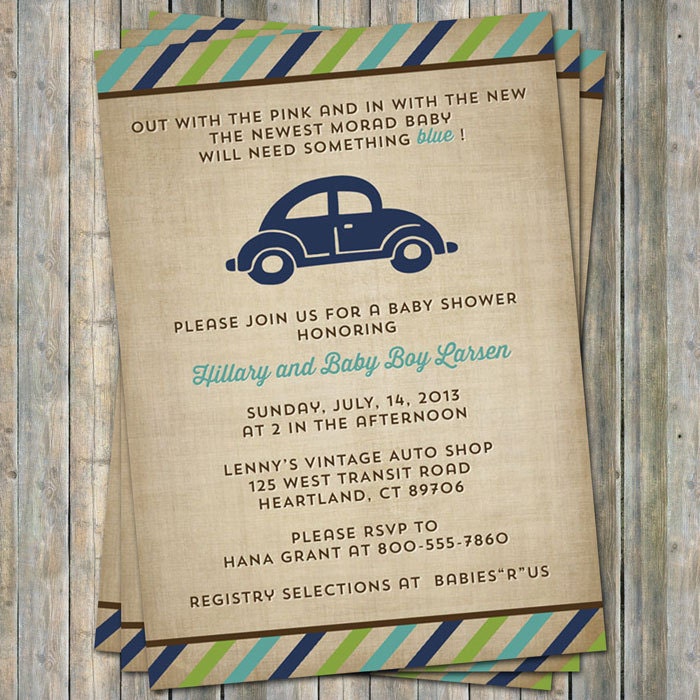 VW beetle baby shower invitation, Volkswagen Car theme, digital, prin…