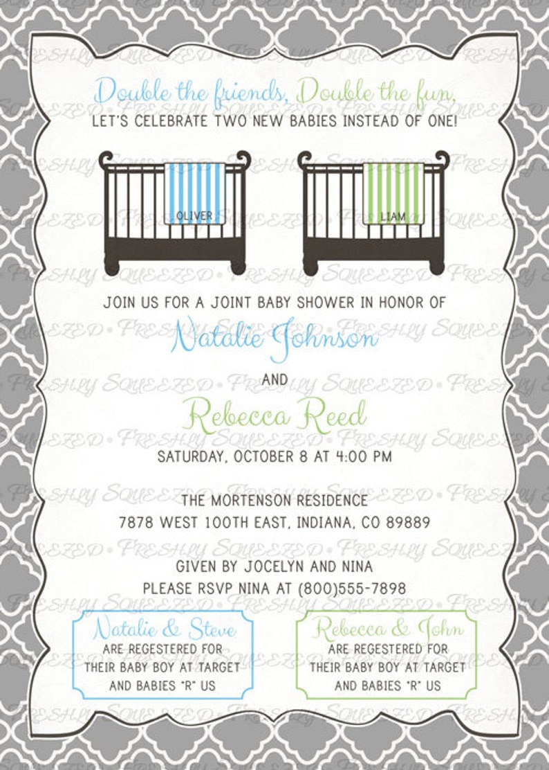 Joint Baby Shower Invitation double shower crib and blanket Etsy