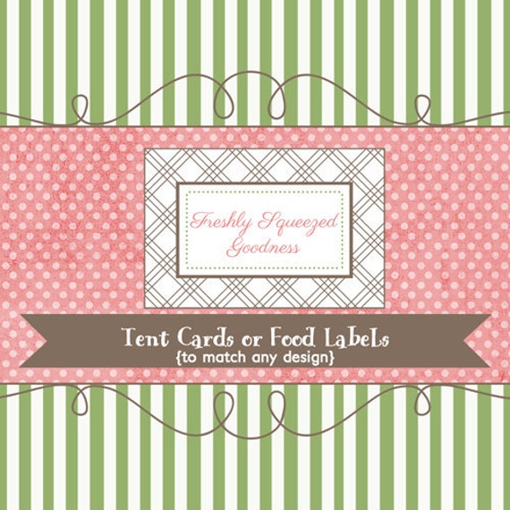 Tent cards or food labels to match any design printable Etsy