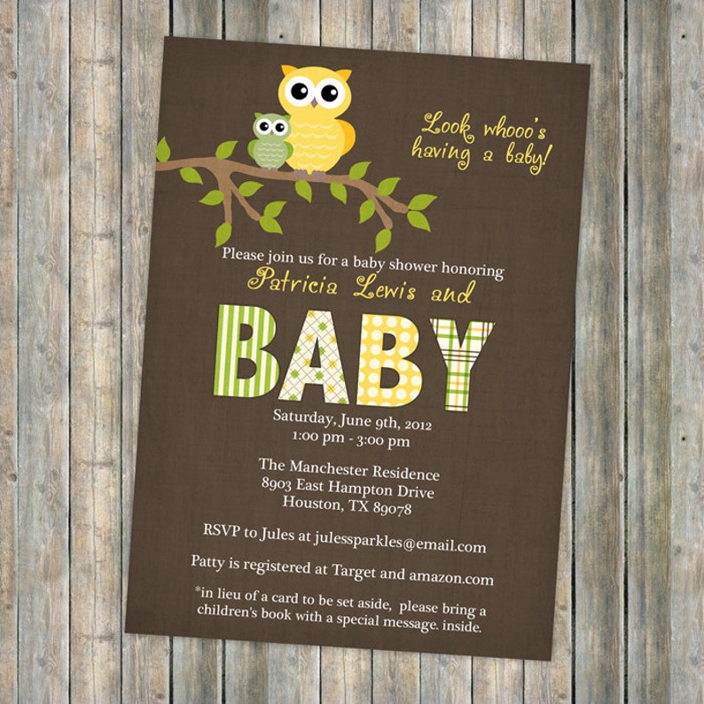 Gender Neutral owl baby shower invitations baby shower Etsy