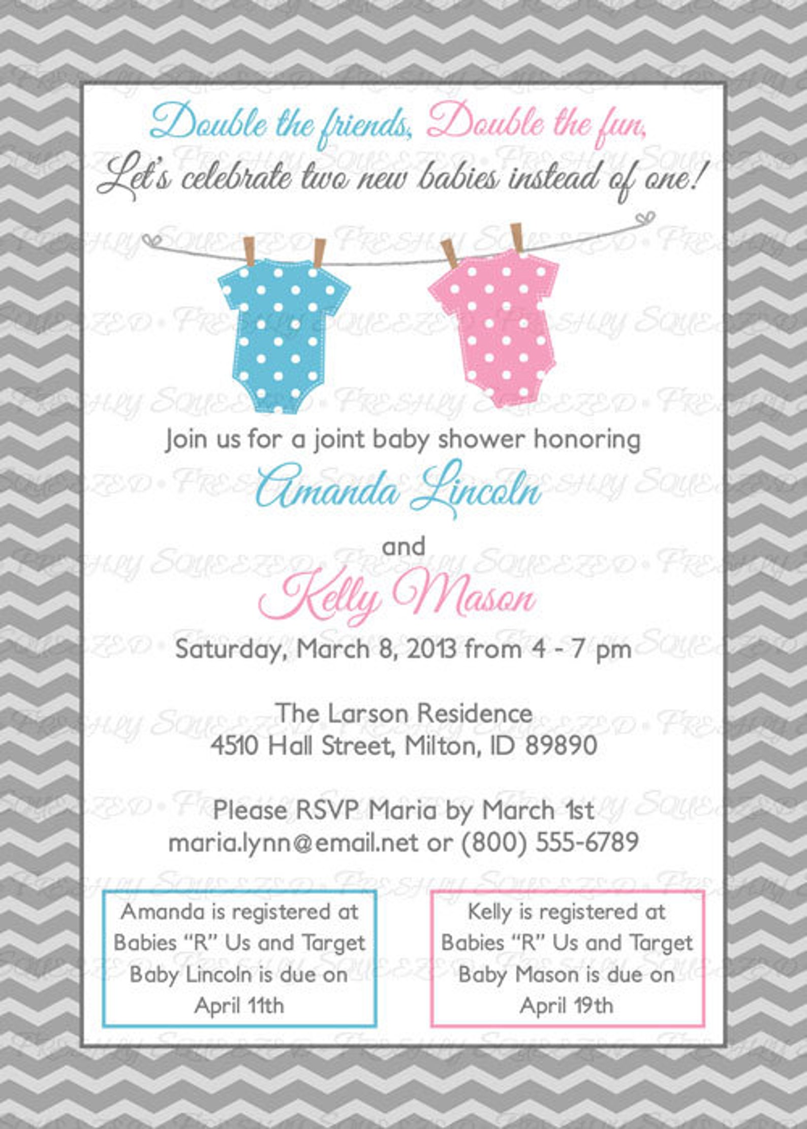 Joint Baby Shower Invitation polka dot onesies boy/girl Etsy