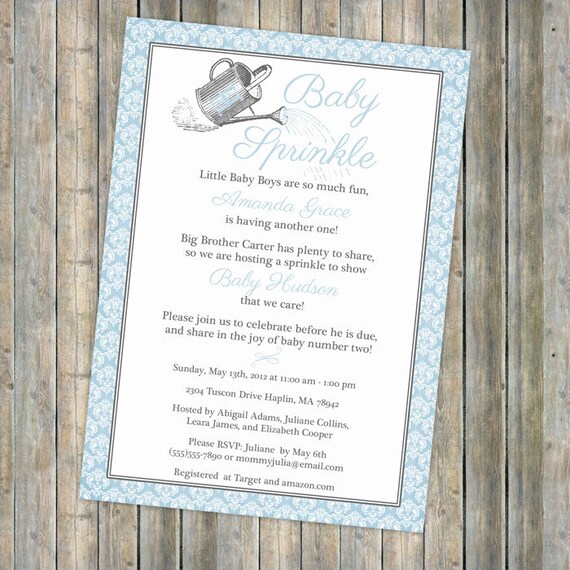 Watering can baby sprinkle invitation sprinkle shower Etsy
