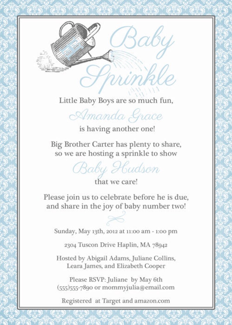 Watering can baby sprinkle invitation sprinkle shower Etsy