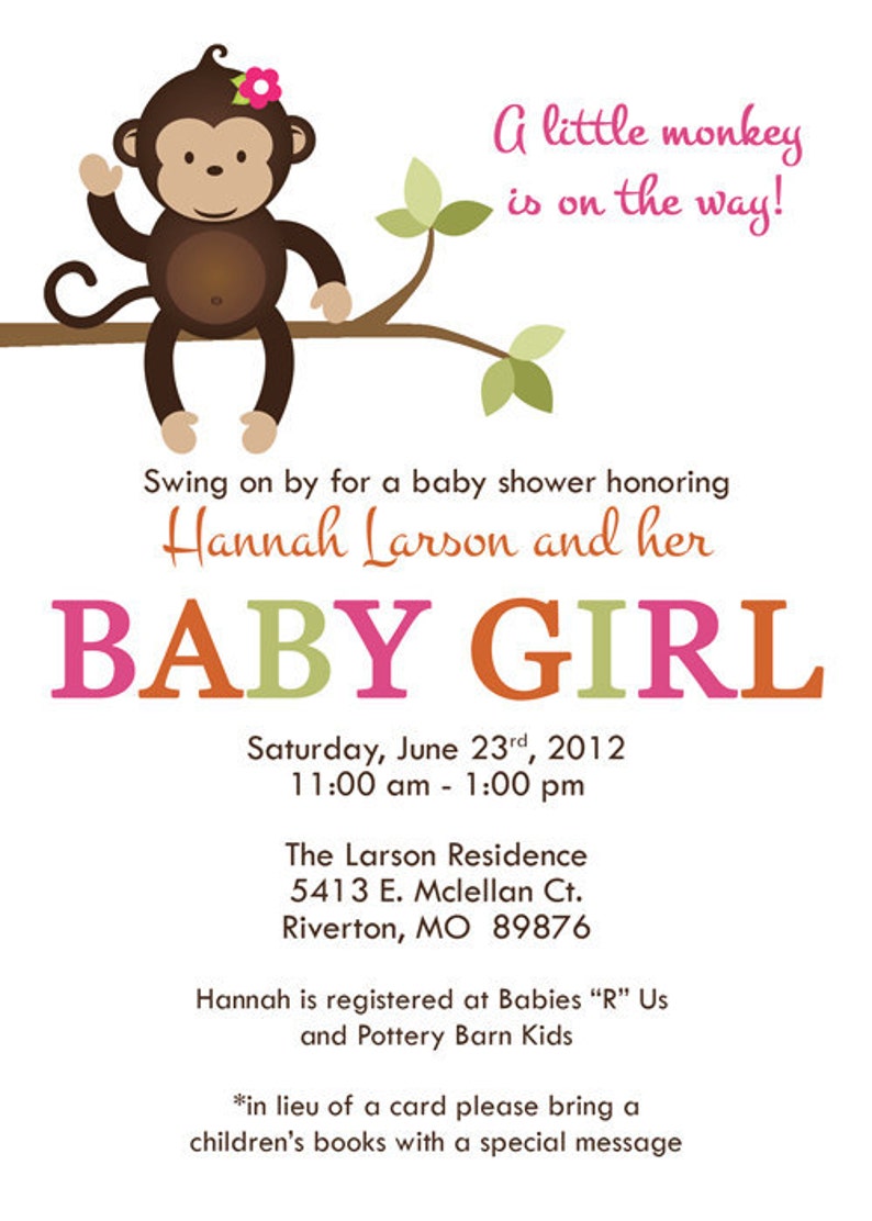 Monkey baby shower invitations baby shower invitation with Etsy