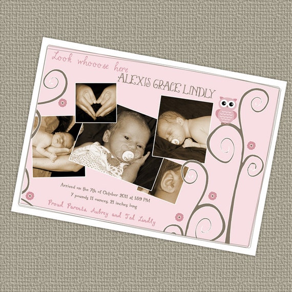 Baby girl photo birth announcement digital file Etsy