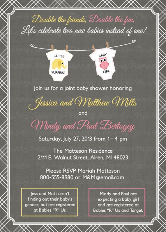 Joint Baby Shower Invitation onesies 
